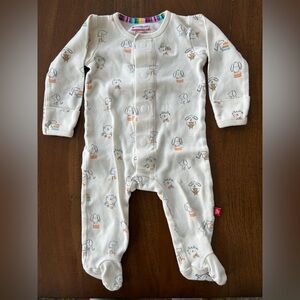 Cozy Cream Dog Print Kids One Piece by Magnetic Me